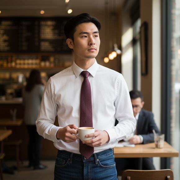 Yves Saint Laurent Mens Burgundy Wool Tie Classic Style - Picture 1 of 6